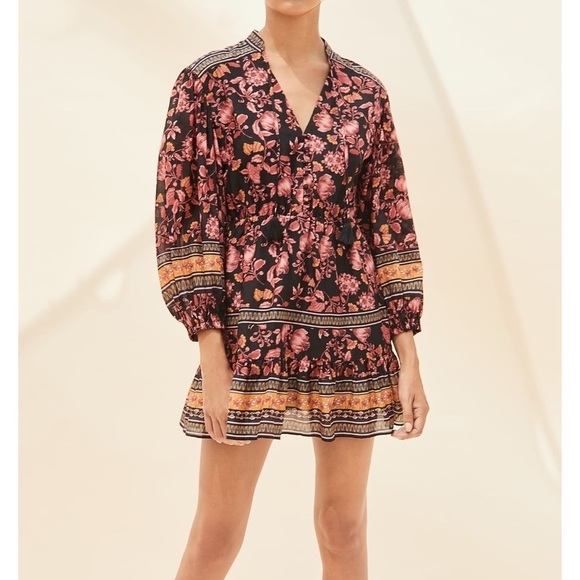 NWT alice + olivia Floral Mini Long-Sleeve Sedona Dress
